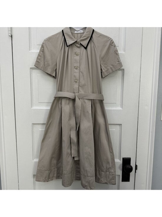 Calvin Klein Dresses & Skirts - Calvin Klein Women’s XS Beige Cotton Belted Fit & Flare Shirtdress